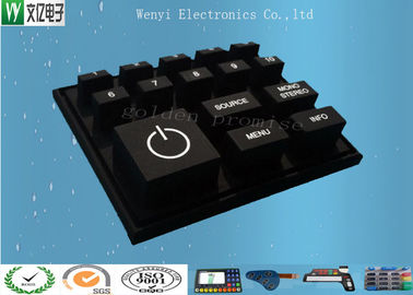 Schwarze kundenspezifische Silikon-Schlüsseltastatur/weiße Siebdruck-Druck-Leitgummi-Tastatur